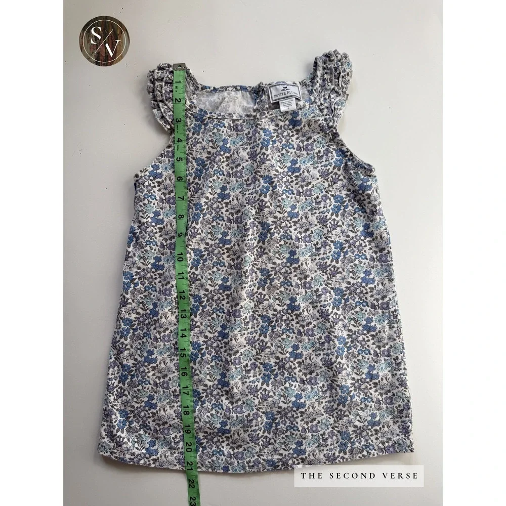 Petite Plume Girls Blue Floral Ruffle Sleeveless Sleepwear Top Whimsy Size 8